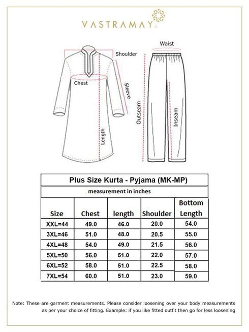 Men's Plus Size Mustard Cotton Kurta And Pyjama Set