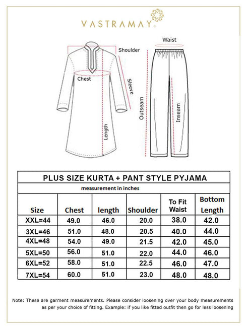 Men's Plus Size Cream Silk Blend Kurta Pant Set