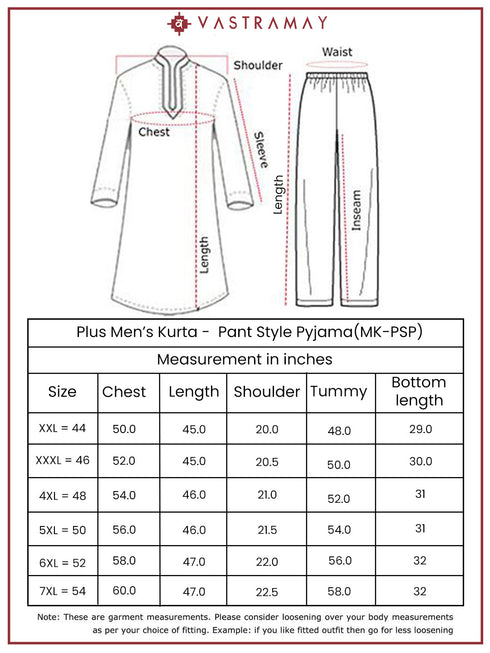 Plus Men's Blue And Cream Cotton Blend Kurta Pyjama Set