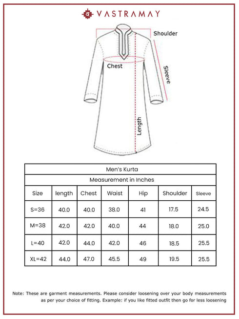 Men's Red Rayon Kurta