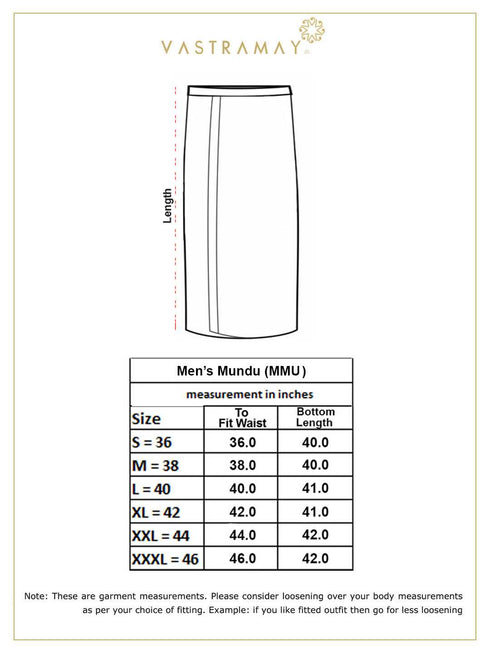 Men's White And Maroon Mundu