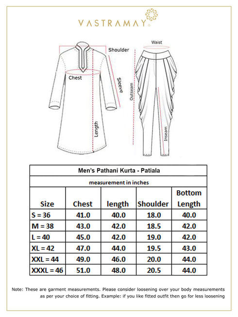 Men's Blue Cotton Blend Pathani Suit Set