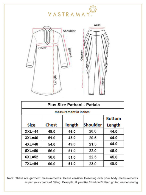 Men's Plus Size Black And Cream Cotton Blend Pathani Set