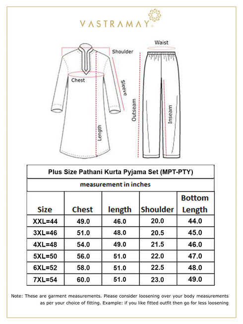 Men's Plus Size Blue Cotton Blend Pathani Kurta