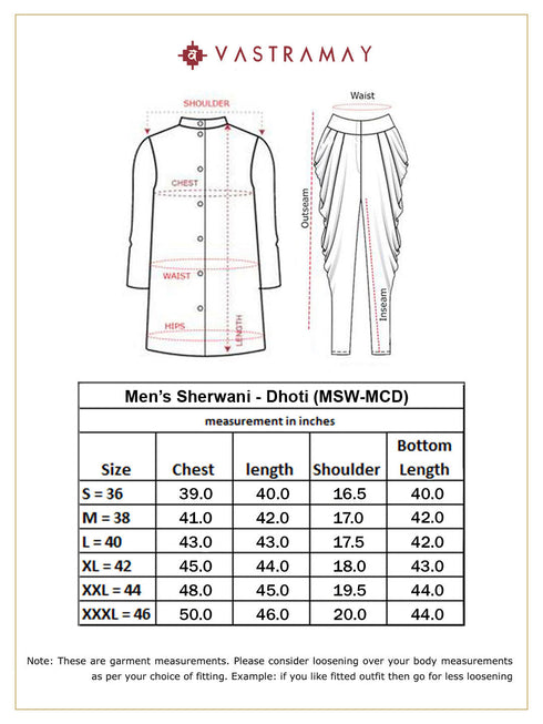 Men's Beige And Coffee Silk Blend Royal Looking Sherwani Set
