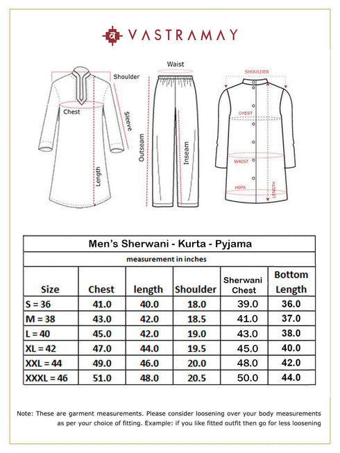Men's Black Rayon Sherwani Kurta Pyjama And Dupata Set
