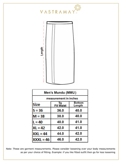 Men's White And Gold Dhoti/Mundu/Vesty