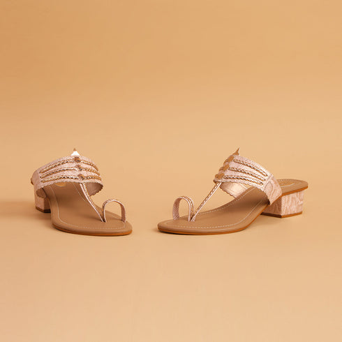 Naira Metallic Kolhapuri Heels