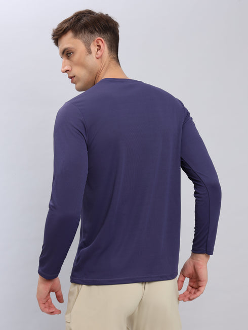 Men Solid Slim Fit Crew Neck T-shirt with TECHNO COOL+