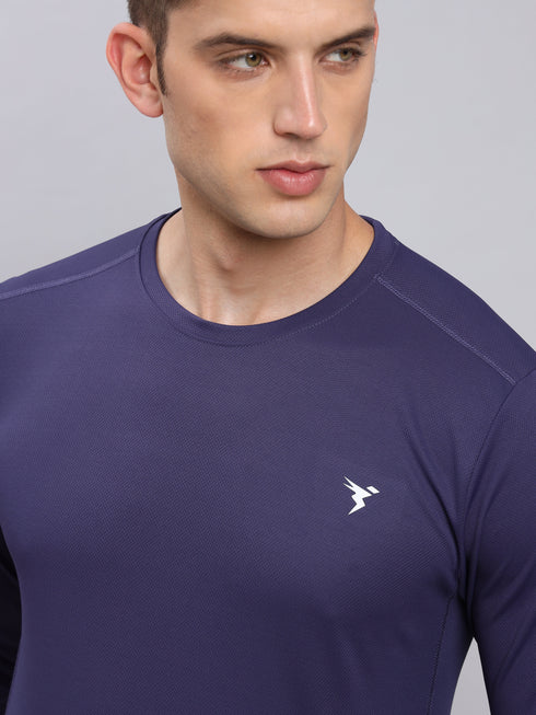 Men Solid Slim Fit Crew Neck T-shirt with TECHNO COOL+