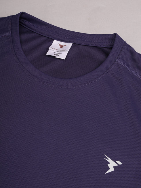 Men Solid Slim Fit Crew Neck T-shirt with TECHNO COOL+