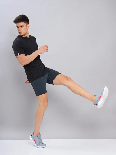 Men Solid Slim Fit Crew Neck T-shirt with TECHNO COOL+