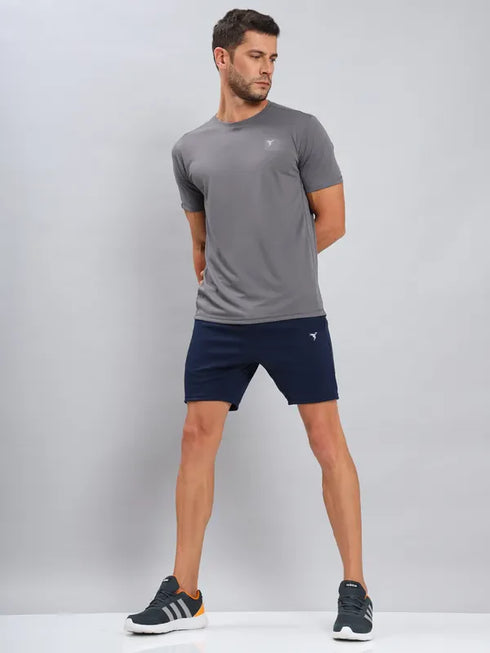 Men Solid Slim Fit Crew Neck T-shirt with TECHNO COOL+