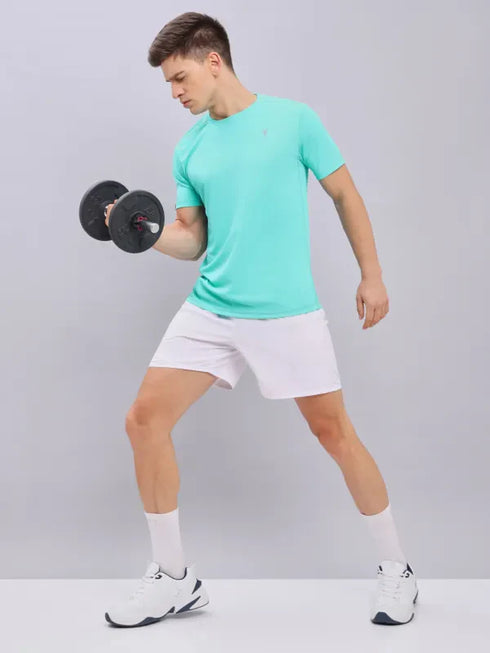 Men Solid Slim Fit Crew Neck T-shirt with TECHNO COOL+