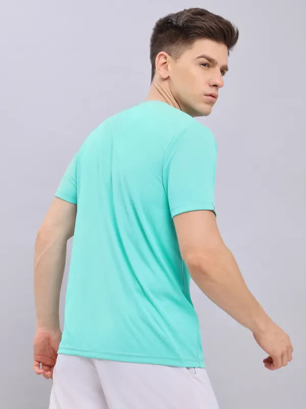 Men Solid Slim Fit Crew Neck T-shirt with TECHNO COOL+