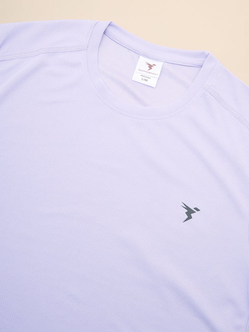 Men Solid Slim Fit Crew Neck T-shirt with TECHNO COOL+