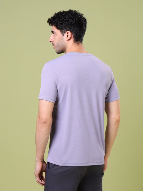 Men Solid Slim Fit Crew Neck T-shirt with TECHNO COOL+