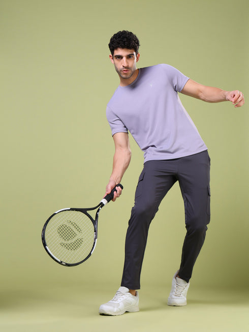 Men Solid Slim Fit Crew Neck T-shirt with TECHNO COOL+