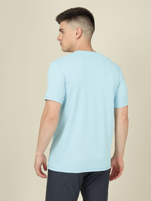 Men Solid Slim Fit Crew Neck T-shirt with TECHNO COOL+