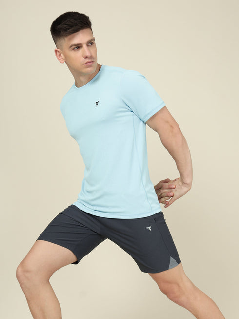 Men Solid Slim Fit Crew Neck T-shirt with TECHNO COOL+