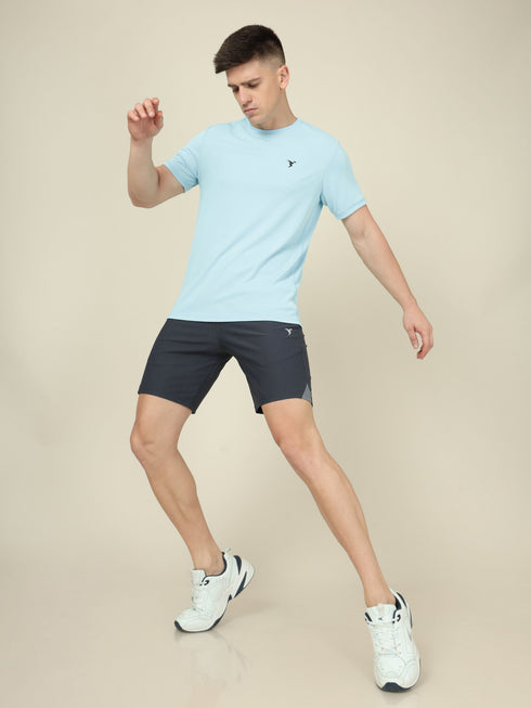 Men Solid Slim Fit Crew Neck T-shirt with TECHNO COOL+