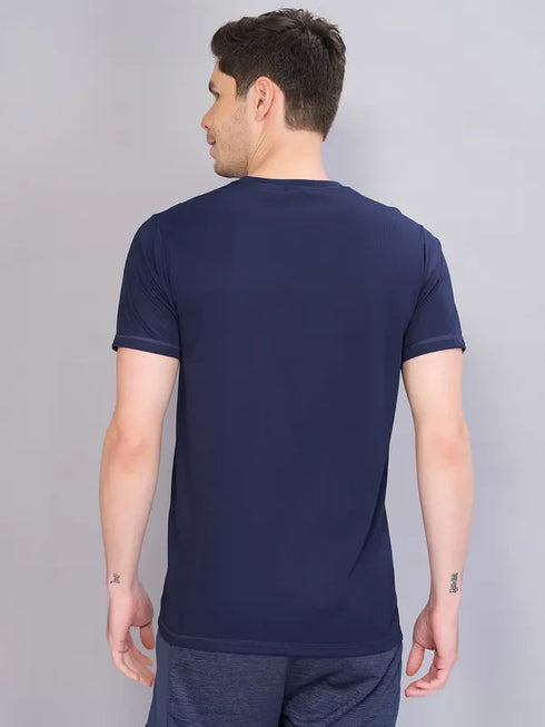 Men Solid Slim Fit Crew Neck T-shirt with TECHNO COOL+