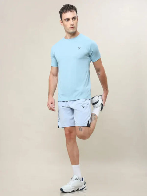Men Solid Slim Fit Crew Neck T-shirt with TECHNO COOL+