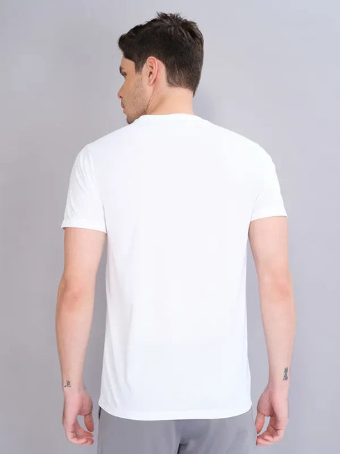 Men Solid Slim Fit Crew Neck T-shirt with TECHNO COOL+