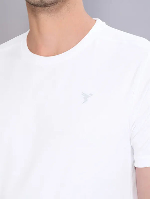 Men Solid Slim Fit Crew Neck T-shirt with TECHNO COOL+
