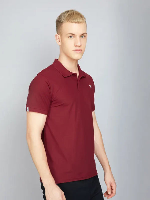 Men Solid Slim Fit Polo T-shirt with MATPIQ
