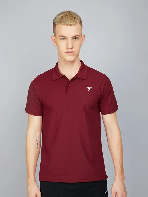 Men Solid Slim Fit Polo T-shirt with MATPIQ
