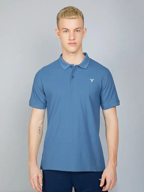 Men Solid Slim Fit Polo T-shirt with MATPIQ