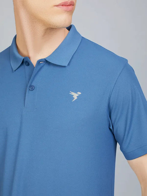 Men Solid Slim Fit Polo T-shirt with MATPIQ