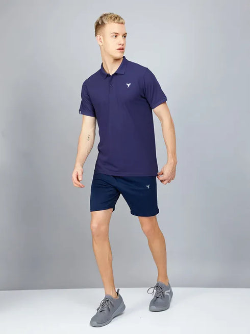 Men Solid Slim Fit Polo T-shirt with MATPIQ