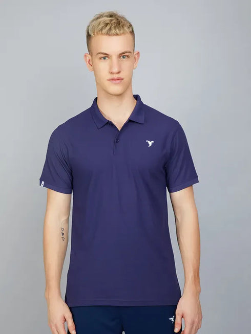Men Solid Slim Fit Polo T-shirt with MATPIQ