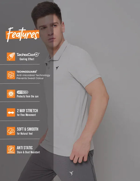 Men Solid Slim Fit Polo T-shirt with MATPIQ