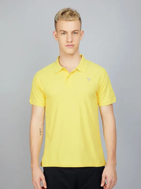 Men Solid Slim Fit Polo T-shirt with MATPIQ