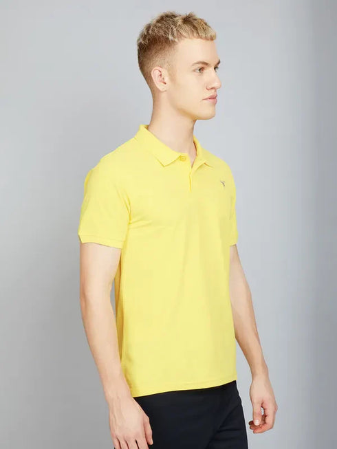 Men Solid Slim Fit Polo T-shirt with MATPIQ