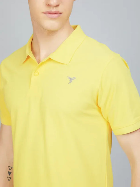 Men Solid Slim Fit Polo T-shirt with MATPIQ