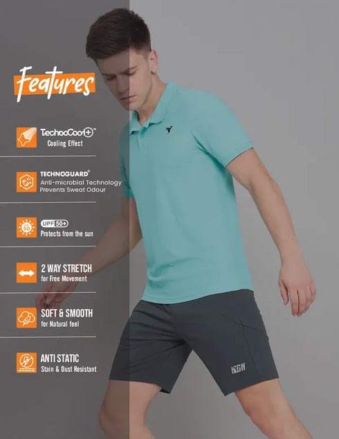 Men Solid Slim Fit Polo T-shirt with MATPIQ