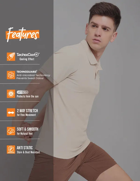 Men Solid Slim Fit Polo T-shirt with MATPIQ