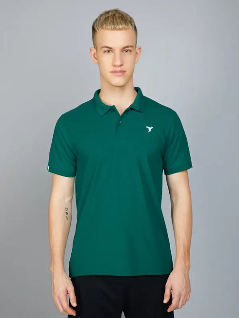 Men Solid Slim Fit Polo T-shirt with MATPIQ