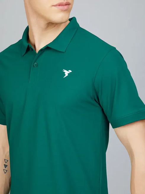 Men Solid Slim Fit Polo T-shirt with MATPIQ