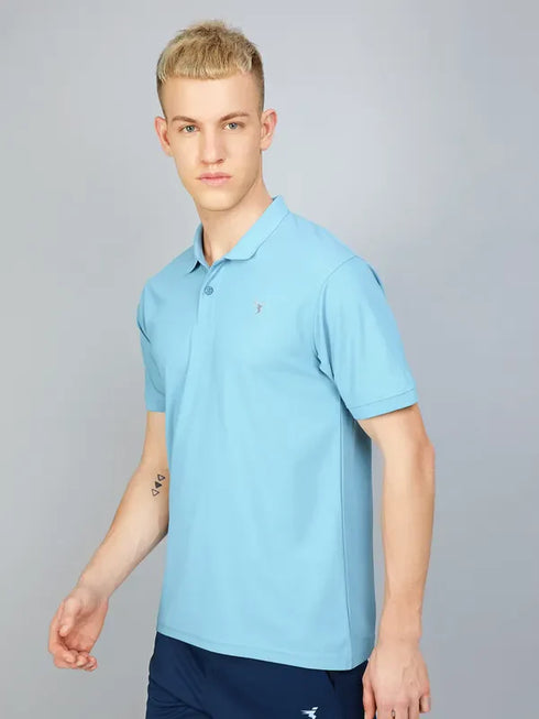 Men Solid Slim Fit Polo T-shirt with MATPIQ