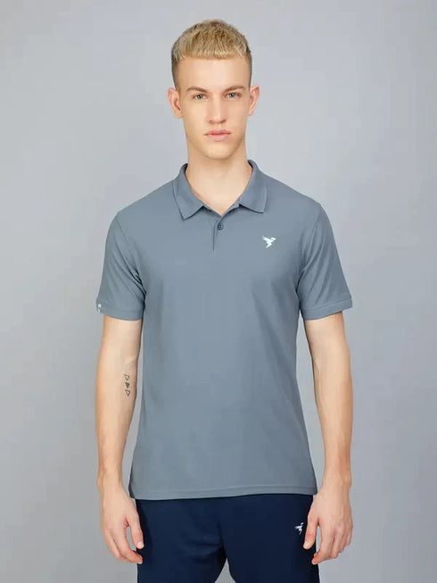 Men Solid Slim Fit Polo T-shirt with MATPIQ