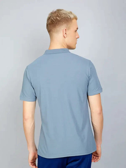 Men Solid Slim Fit Polo T-shirt with MATPIQ
