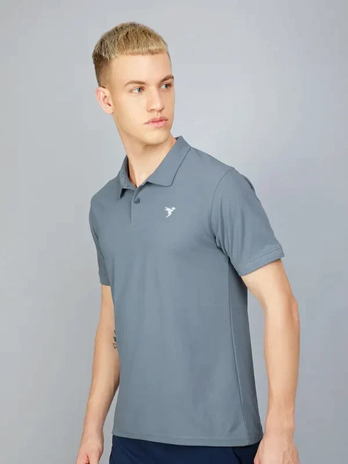 Men Solid Slim Fit Polo T-shirt with MATPIQ