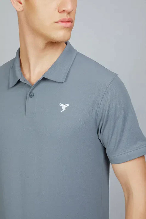 Men Solid Slim Fit Polo T-shirt with MATPIQ
