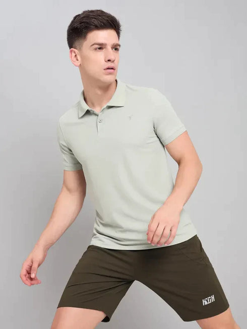 Men Solid Slim Fit Polo T-shirt with MATPIQ