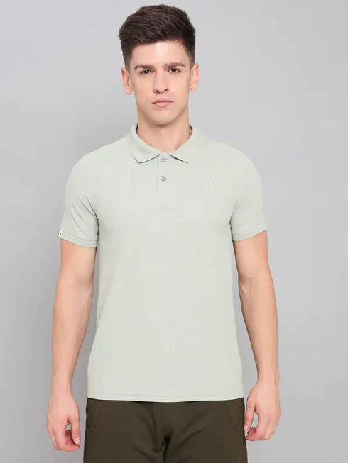 Men Solid Slim Fit Polo T-shirt with MATPIQ